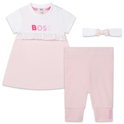 Hugo Boss Baby Girls 3 Piece Dress Set - Pink